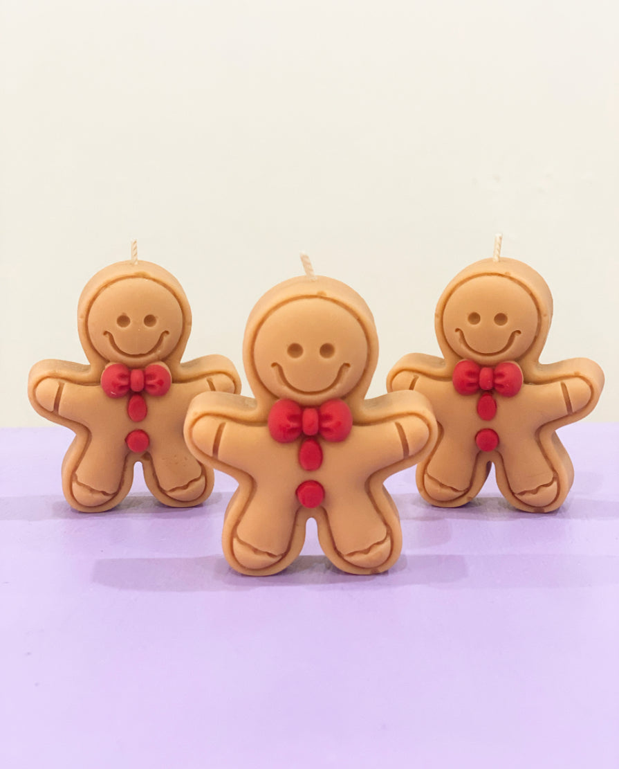 Gingerbread Man Pillar Candle