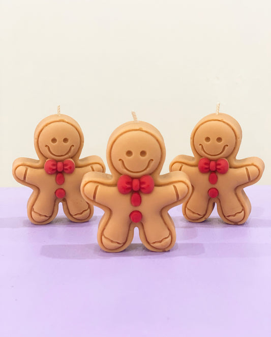 Gingerbread Man Pillar Candle