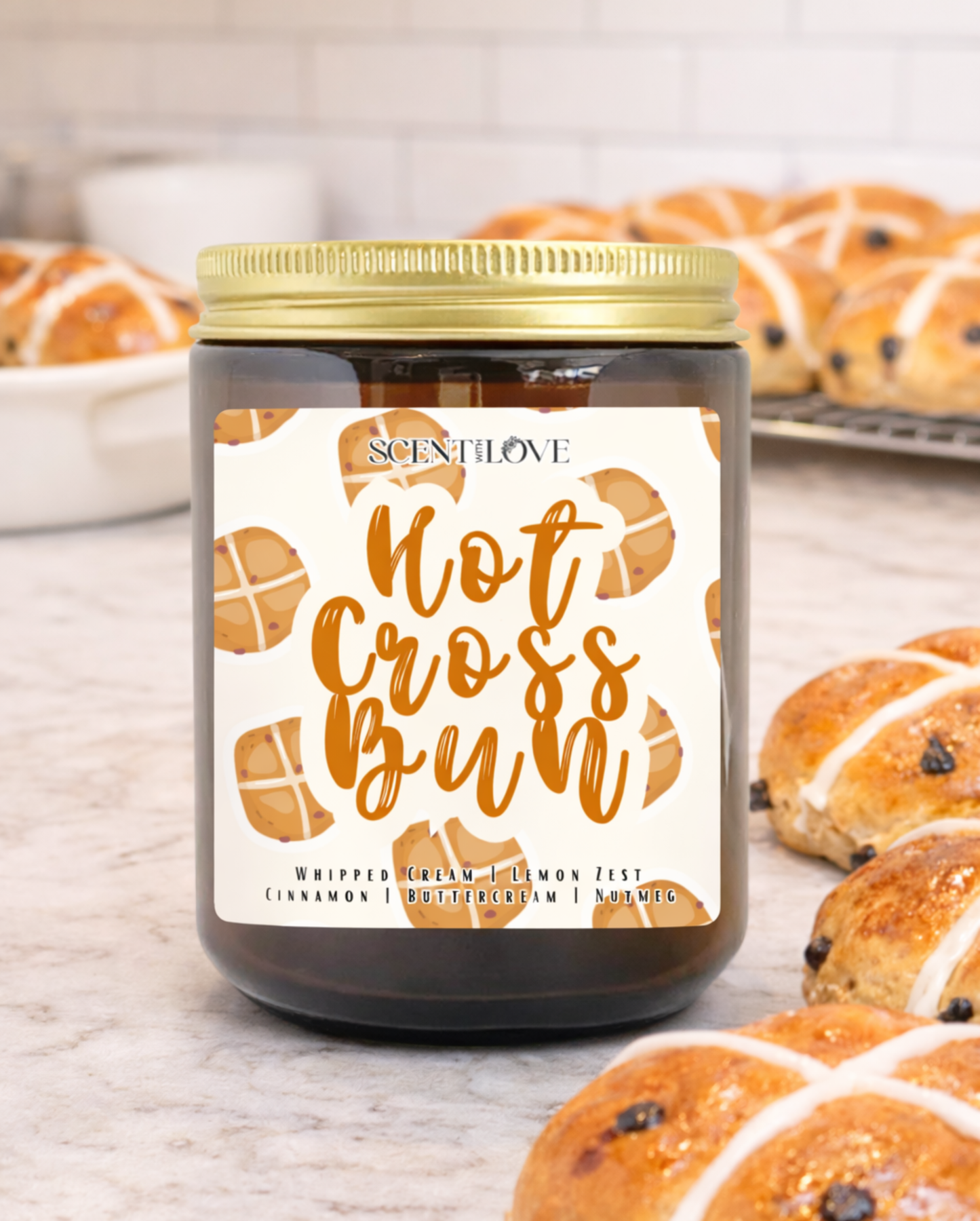 Hot Cross Bun Candle